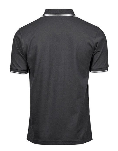 Tee Jays TJ1407 Mens Luxury Stripe Stretch Polo - Dark Grey/White