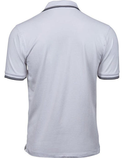 Tee Jays TJ1407 Mens Luxury Stripe Stretch Polo - White/Navy