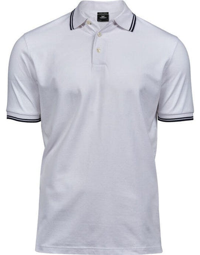Tee Jays TJ1407 Mens Luxury Stripe Stretch Polo - White/Navy