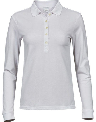 Tee Jays TJ146 Ladies Luxury L/S Stretch Polo - White