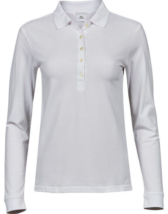 Tee Jays TJ146 Ladies Luxury L/S Stretch Polo - White