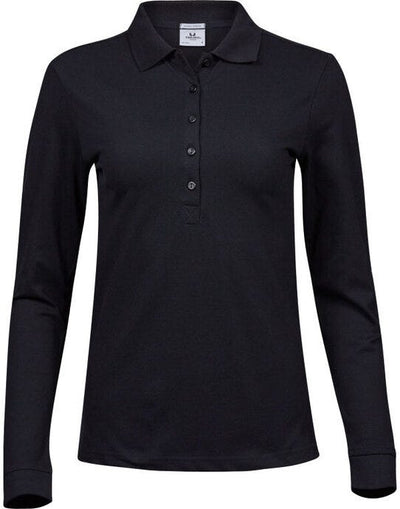 Tee Jays TJ146 Ladies Luxury L/S Stretch Polo - Black