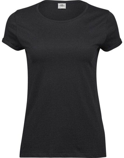 Tee Jays TJ5063 Ladies Roll Up Sleeve Tee - Black
