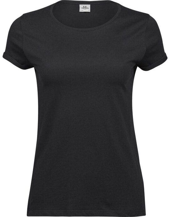 Tee Jays TJ5063 Ladies Roll Up Sleeve Tee - Black