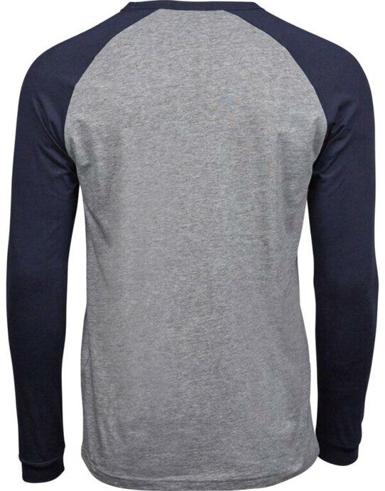 Tee Jays TJ5072 Mens Baseball Tee - Heather Grey/Navy