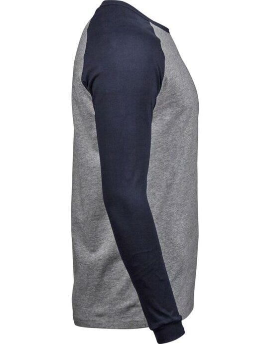Tee Jays TJ5072 Mens Baseball Tee - Heather Grey/Navy