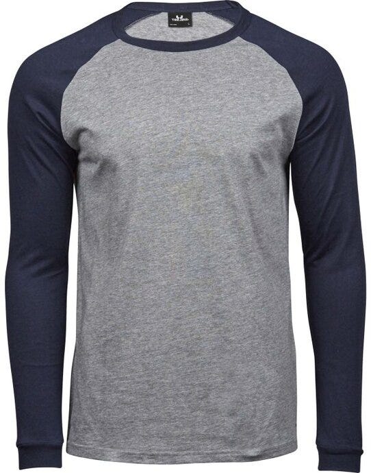 Tee Jays TJ5072 Mens Baseball Tee - Heather Grey/Navy