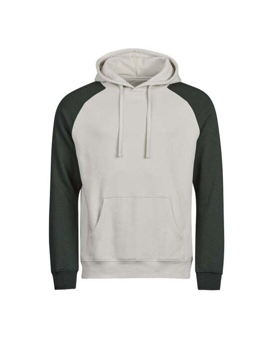 Tee Jays TJ5156 Unlabeled Two-Tone Hooded Sweat - Cement/Dark Green