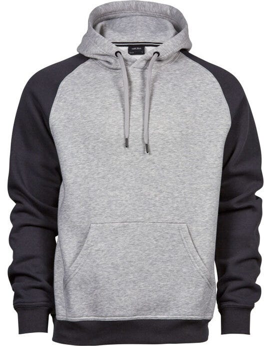 Tee Jays TJ5432 Mens Two-Tone Hooded Sweat - Heather Dark Grey