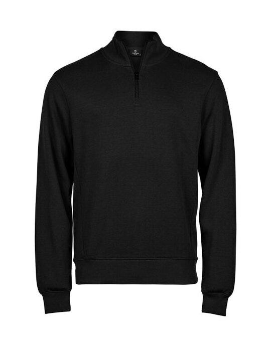 Tee Jays TJ5506 Ribbed Interlock Half Zip - Black
