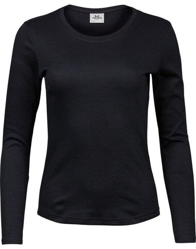 Tee Jays TJ590 Lady Long Sleeve Interlock Tee - Black