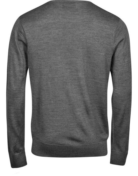 Tee Jays TJ6000 Mens Crew Neck Knitted Sweater - Grey Melange