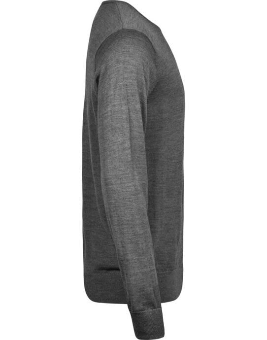 Tee Jays TJ6000 Mens Crew Neck Knitted Sweater - Grey Melange