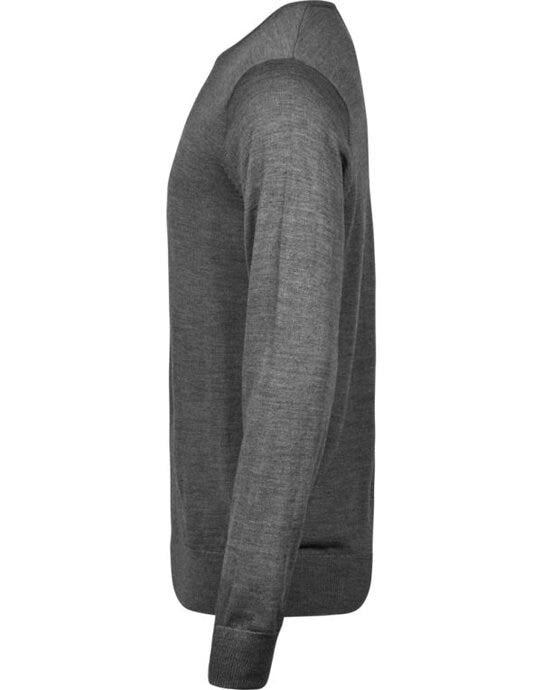 Tee Jays TJ6000 Mens Crew Neck Knitted Sweater - Grey Melange