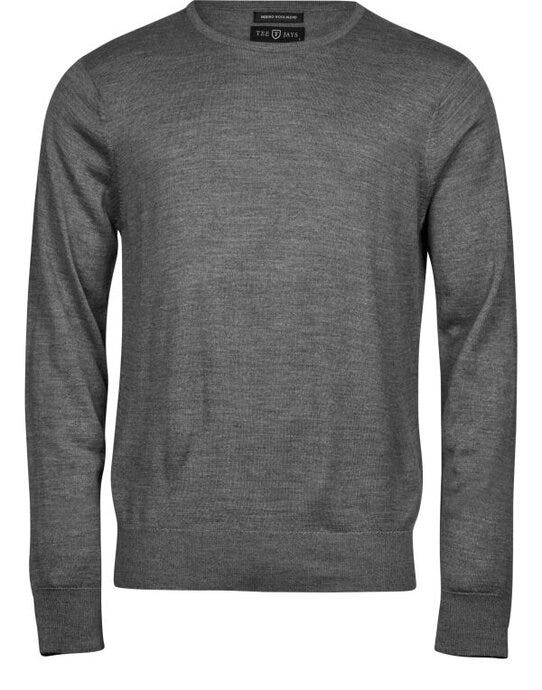 Tee Jays TJ6000 Mens Crew Neck Knitted Sweater - Grey Melange