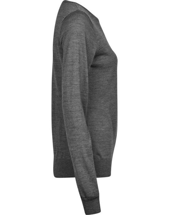 Tee Jays TJ6006 Womens Crew Neck Sweater - Grey Melange