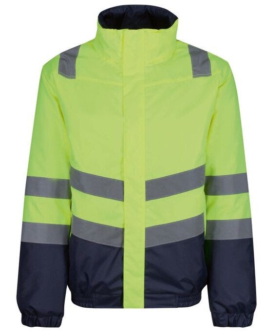 Regatta High Visibility TRA218 Regatta Hi Vis Pro Classic Bomber Jacket - Hi-Vis Yellow/Navy