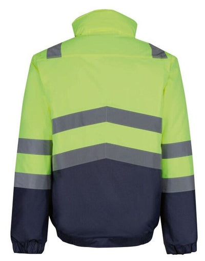 Regatta High Visibility TRA218 Regatta Hi Vis Pro Classic Bomber Jacket - Hi-Vis Yellow/Navy