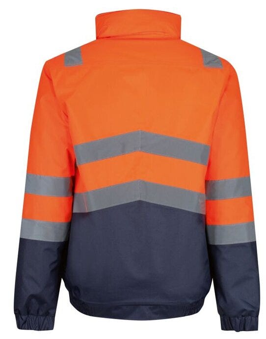 Regatta High Visibility TRA218 Regatta Hi Vis Pro Classic Bomber Jacket - Hi Vis Orange/Navy