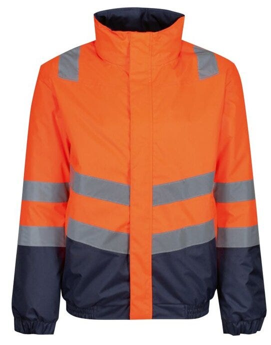 Regatta High Visibility TRA218 Regatta Hi Vis Pro Classic Bomber Jacket - Hi Vis Orange/Navy