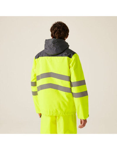 Regatta High Visibility TRA316 Regatta Hi Vis Bomber Jacket - Yellow/Grey