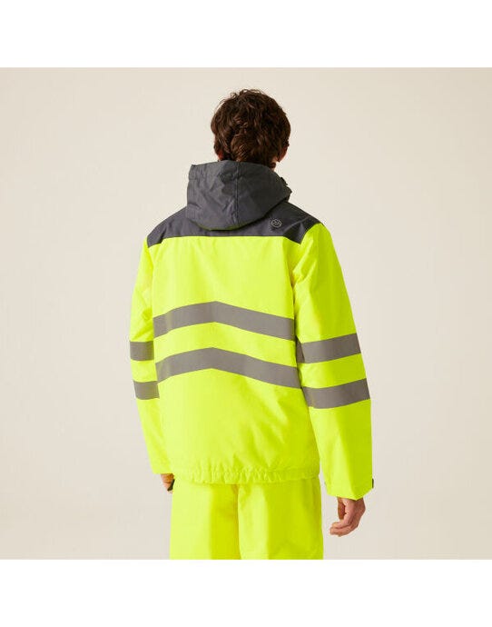 Regatta High Visibility TRA316 Regatta Hi Vis Bomber Jacket - Yellow/Grey