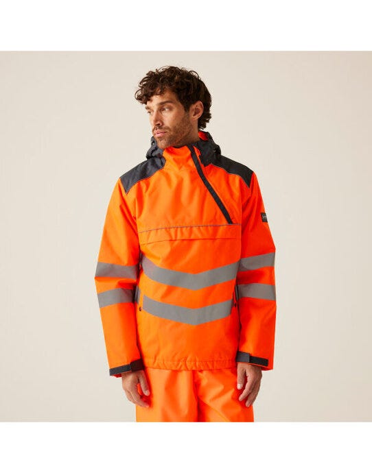 Regatta High Visibility TRA316 Regatta Hi Vis Bomber Jacket - Orange/Grey