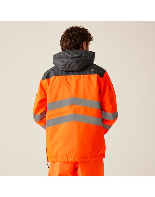 Regatta High Visibility TRA316 Regatta Hi Vis Bomber Jacket - Orange/Grey