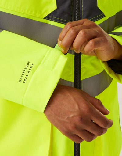 Regatta High Visibility TRA340 Regatta Hi Vis Parka Jacket - Yellow/Grey