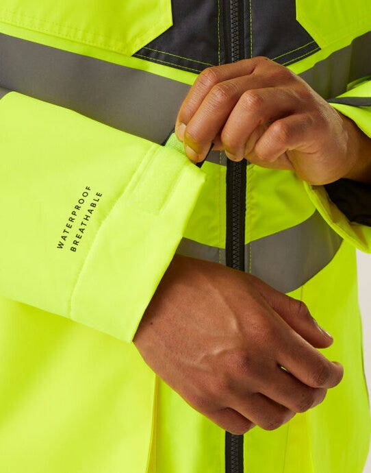 Regatta High Visibility TRA340 Regatta Hi Vis Parka Jacket - Yellow/Grey