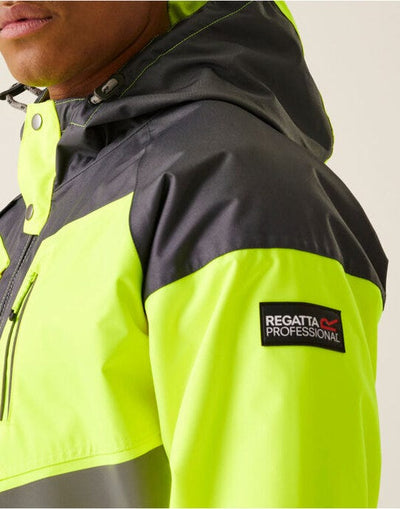 Regatta High Visibility TRA340 Regatta Hi Vis Parka Jacket - Yellow/Grey