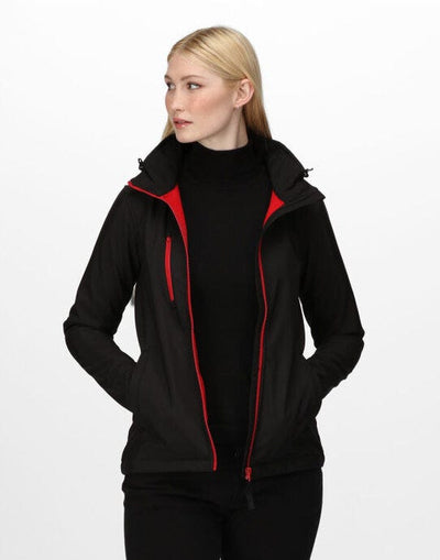 Regatta Professional TRA702 Regatta Womens Venturer Hooded Softshell - Black/Red