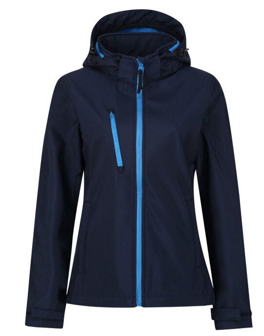 Regatta Professional TRA702 Regatta Womens Venturer Hooded Softshell - Navy/ French Blue