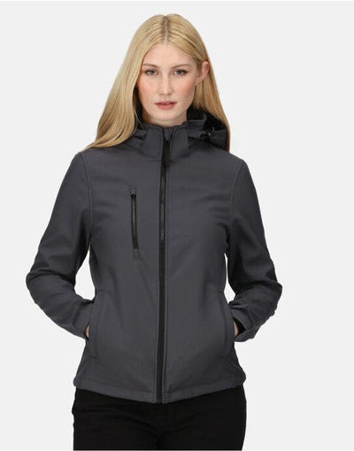 Regatta Professional TRA702 Regatta Womens Venturer Hooded Softshell - Seal Grey/Black