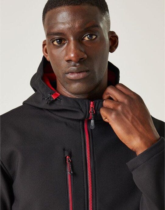 Regatta Professional TRA705 Regatta Navigate 2-Layer Hood Softshell - Black/Classic Red