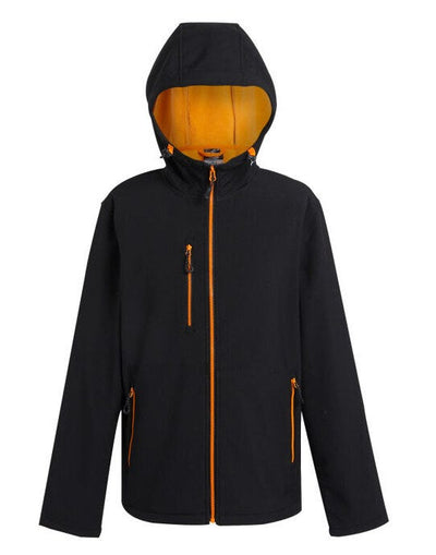 Regatta Professional TRA705 Regatta Navigate 2-Layer Hood Softshell - Black Orange Pop