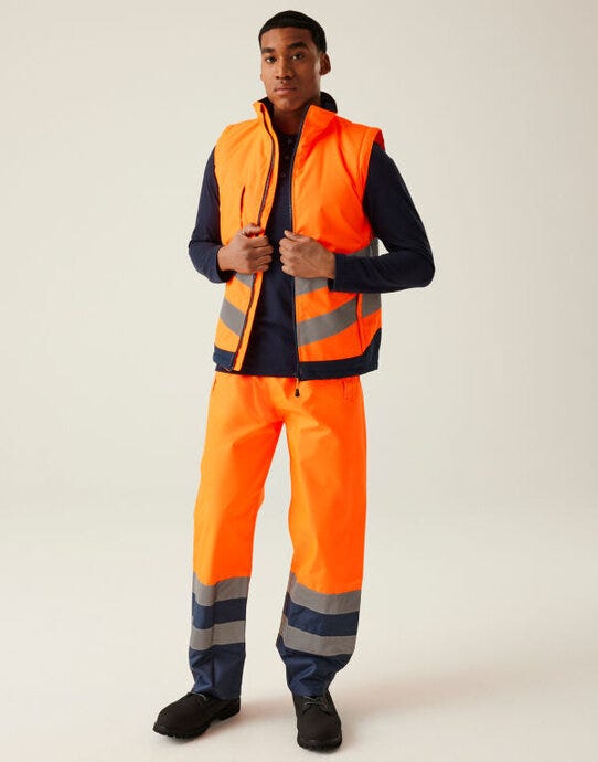 Regatta High Visibility TRA840 Regatta Hi-Vis Pro Insulated Bodywarmer - Orange/Navy