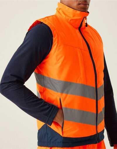 Regatta High Visibility TRA840 Regatta Hi-Vis Pro Insulated Bodywarmer - Orange/Navy