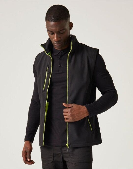 Regatta Professional TRA915 Regatta Navigate 2L Softshell Bodywarmer - Black/Lime