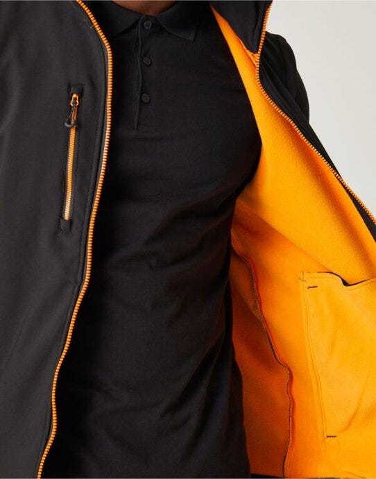 Regatta Professional TRA915 Regatta Navigate 2L Softshell Bodywarmer - Black Orange Pop