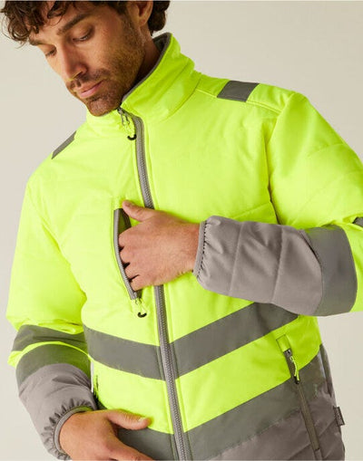 Regatta High Visibility TRA943 Regatta Hi-Vis 2 Tone Thermal Baffle Jkt - Hi-Vis Yellow