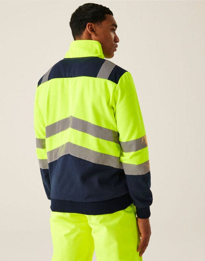 Regatta High Visibility TRF670 Regatta Hi Vis Pro 1/4 Zip Sweat Top - Hi-Vis Yellow/Navy