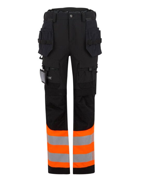 Regatta High Visibility TRJ480R Regatta Hi-Vis X-Pro Stretch Holster Trs - Black/Hi-Vis Orange
