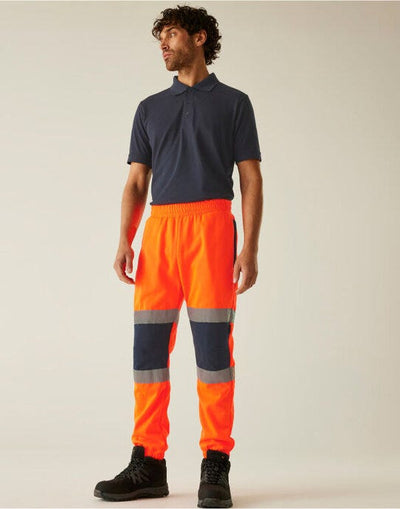 Regatta High Visibility TRJ503 Regatta Hi Vis Pro Two Tone Joggers - Hi Vis Orange/Navy