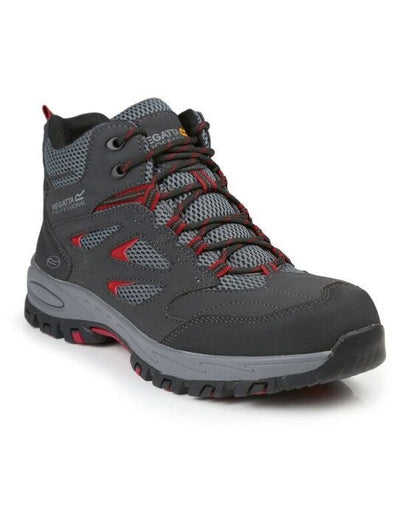 Regatta Safety Footwear TRK201 Regatta Mudstone S1P Safety Hiker - Ash/ Rio Red