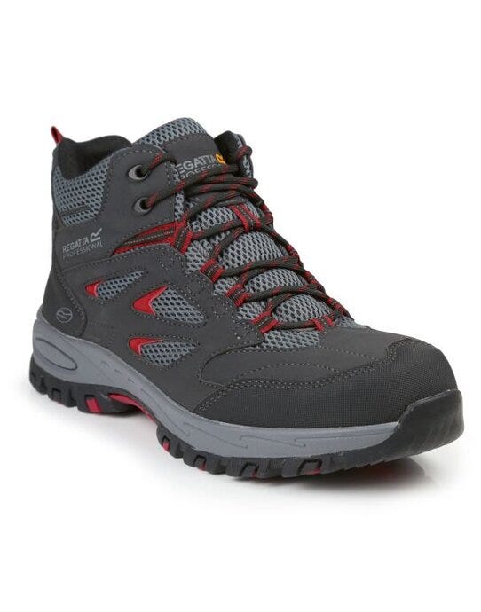 Regatta Safety Footwear TRK201 Regatta Mudstone S1P Safety Hiker - Ash/ Rio Red