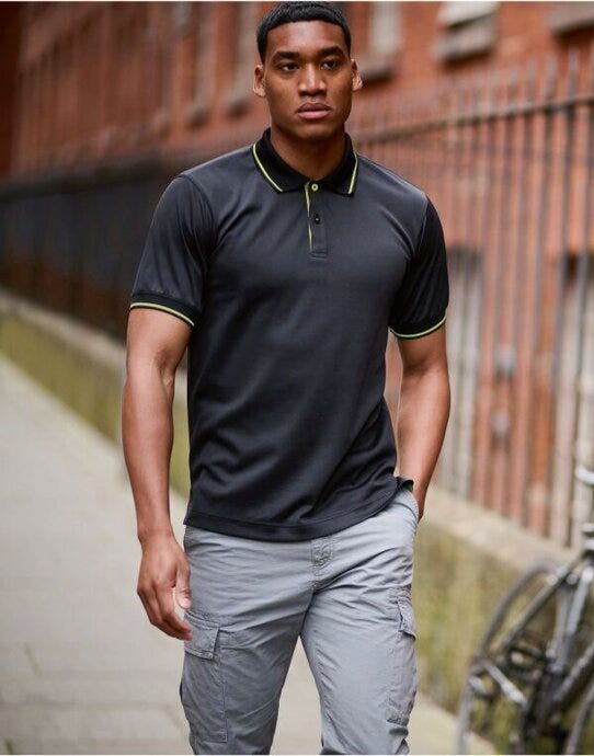Regatta Professional TRS264 Regatta Navigate Short Sleeve Polo - Black/Lime