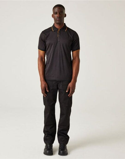Regatta Professional TRS264 Regatta Navigate Short Sleeve Polo - Black Orange Pop