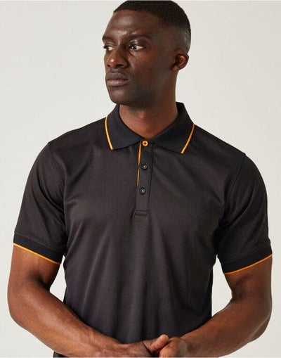Regatta Professional TRS264 Regatta Navigate Short Sleeve Polo - Black Orange Pop