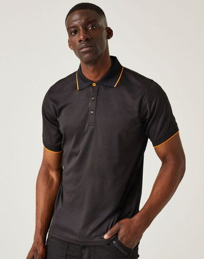 Regatta Professional TRS264 Regatta Navigate Short Sleeve Polo - Black Orange Pop